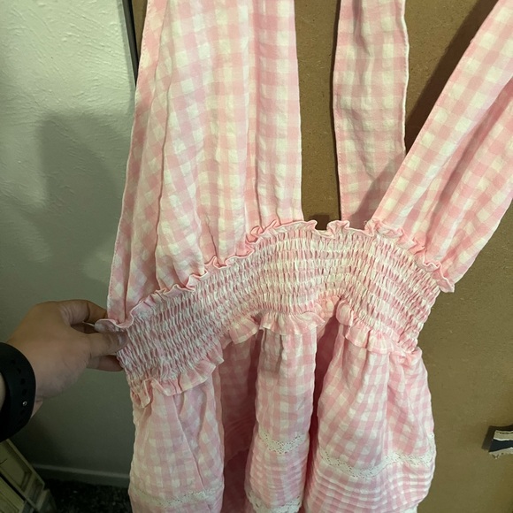 Day + Moon Pink Gingham Halter Mini Dress - Picture 4 of 9